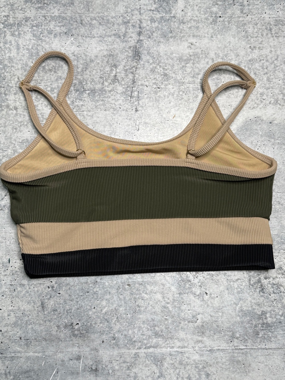 Beach Riot Eva Colorblock Ribbed Bikini Top-Green/Black - Picture 4 of 5
